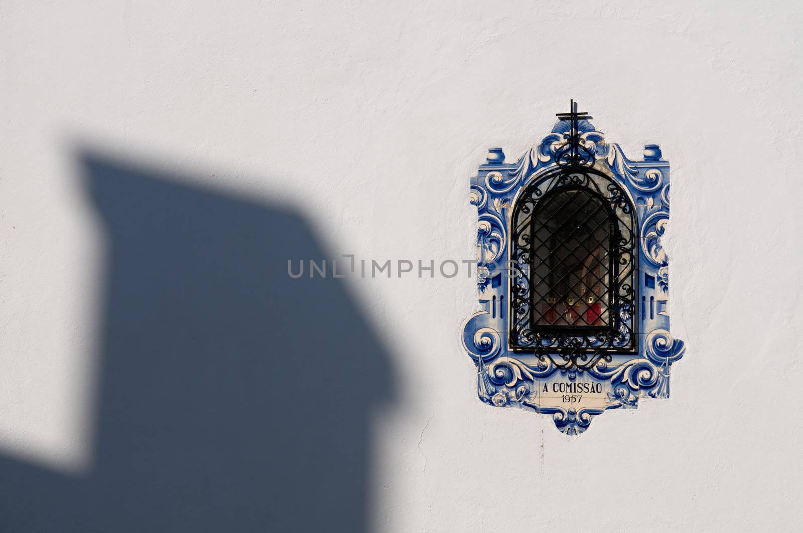 Decorated window of church in Aveiro, Portugal
