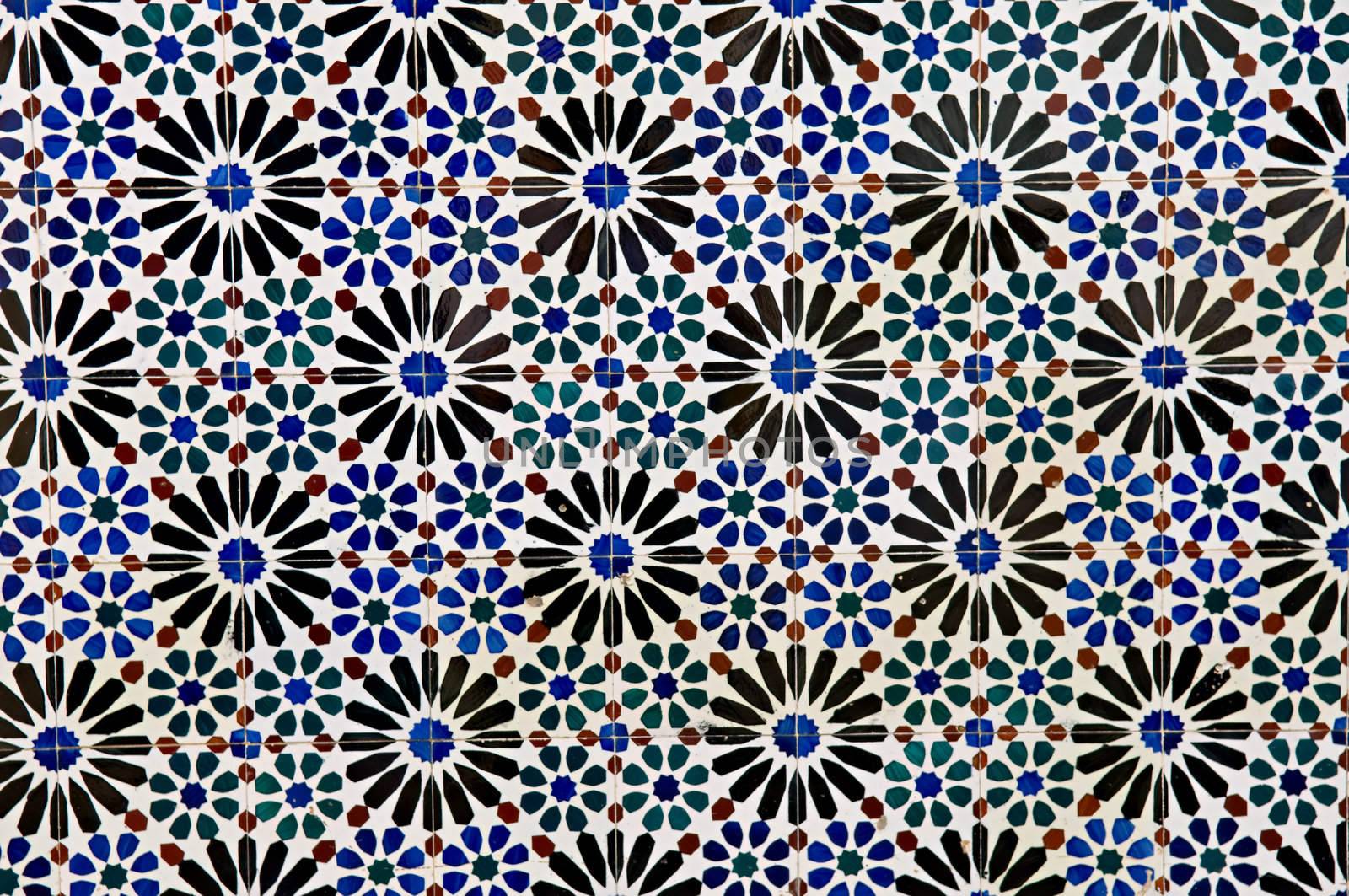 The abstract pattern of Portuguese painted tiles with interesting designs