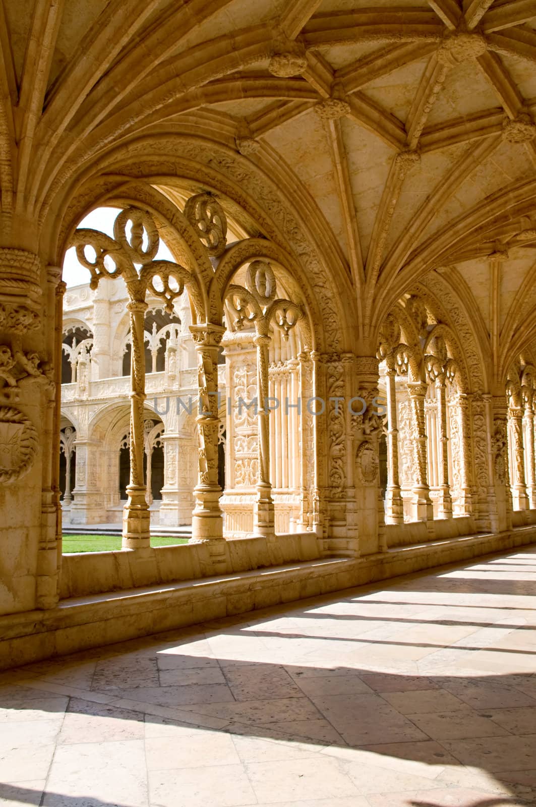  Interior view of the Mosteiro Dos Jeronimos, Lisbon, Portugal