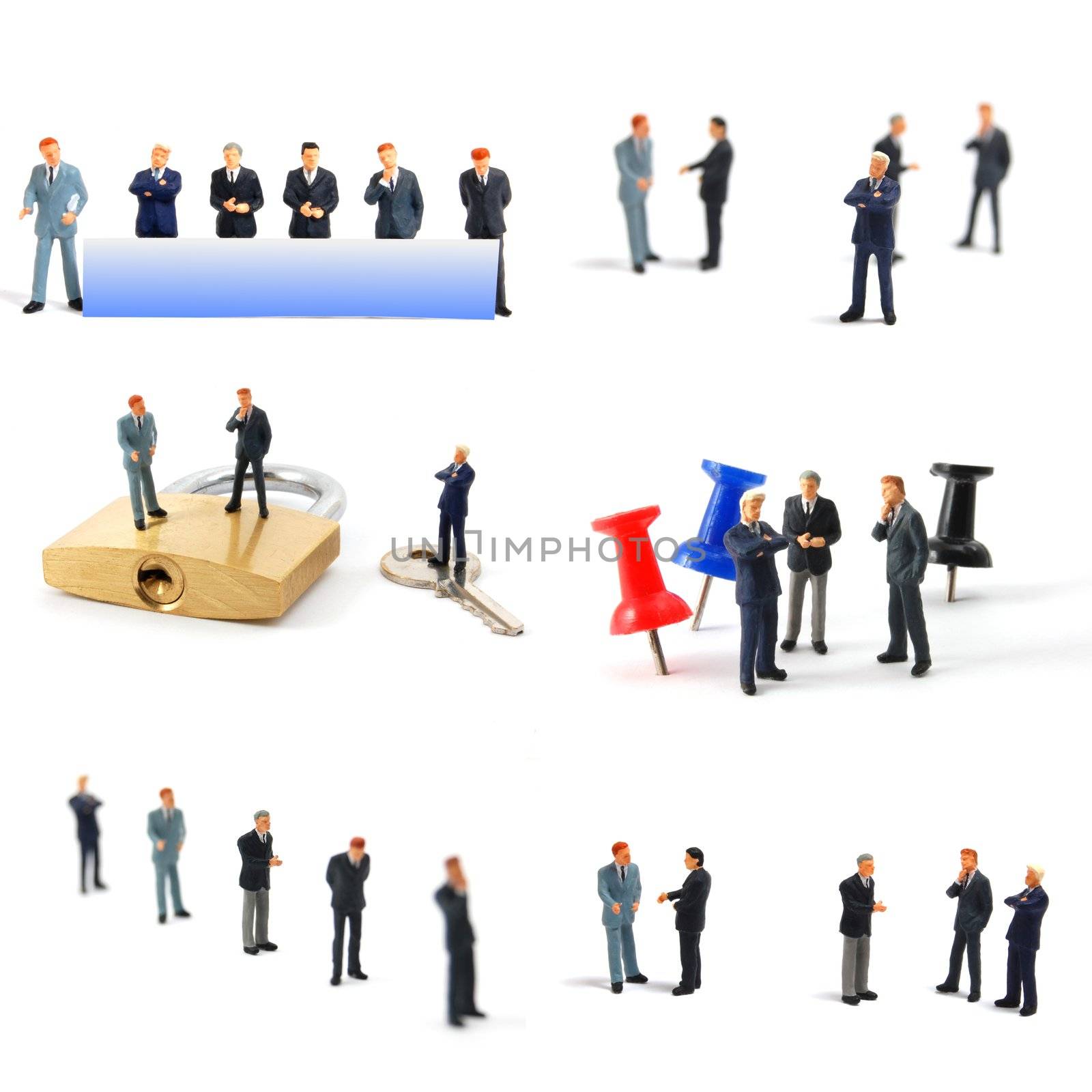 tiny toy business man collection isolated on a white background