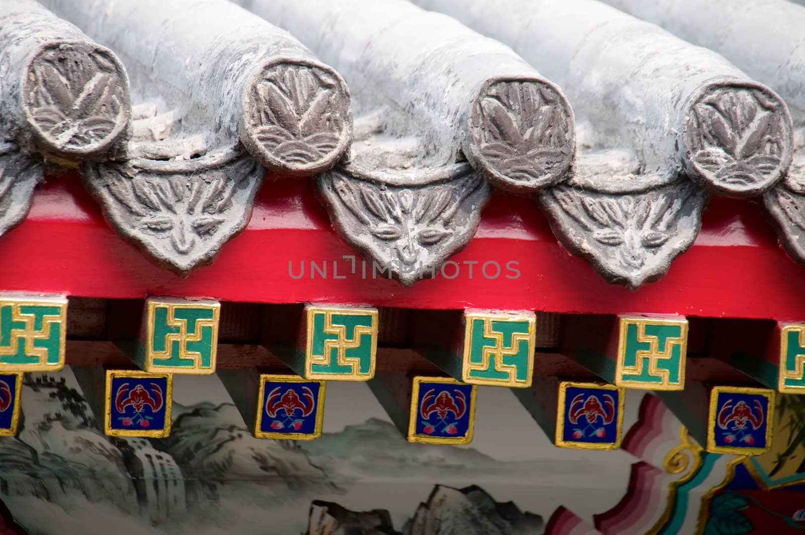The details of roof of Chinese architecture