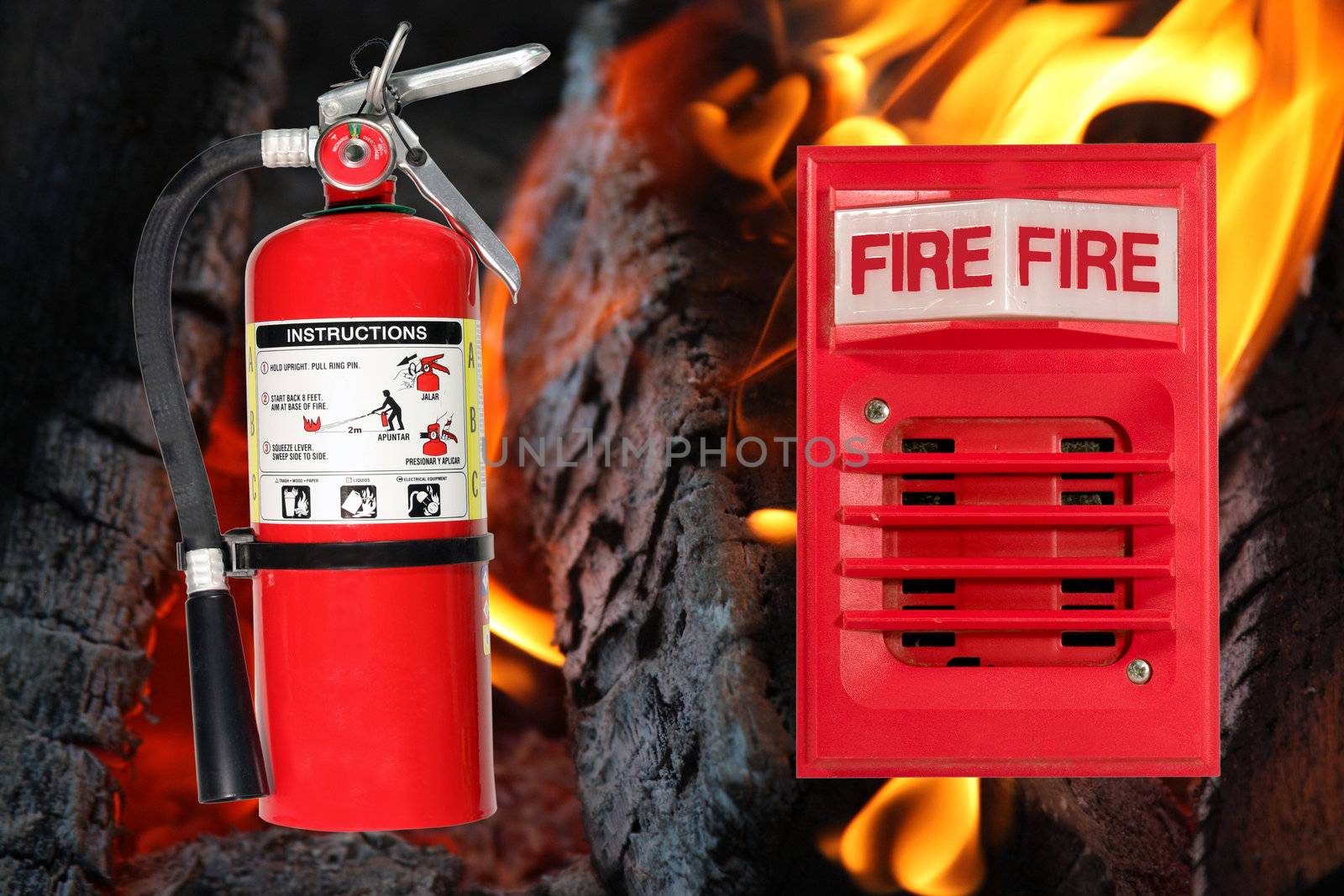 horn alarm light and fire extinguisher  by dcwcreations