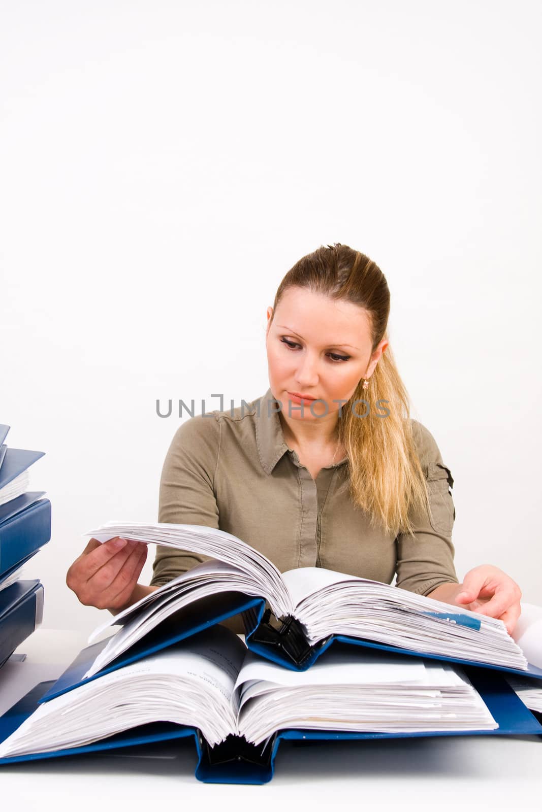 Successful business woman working with documents