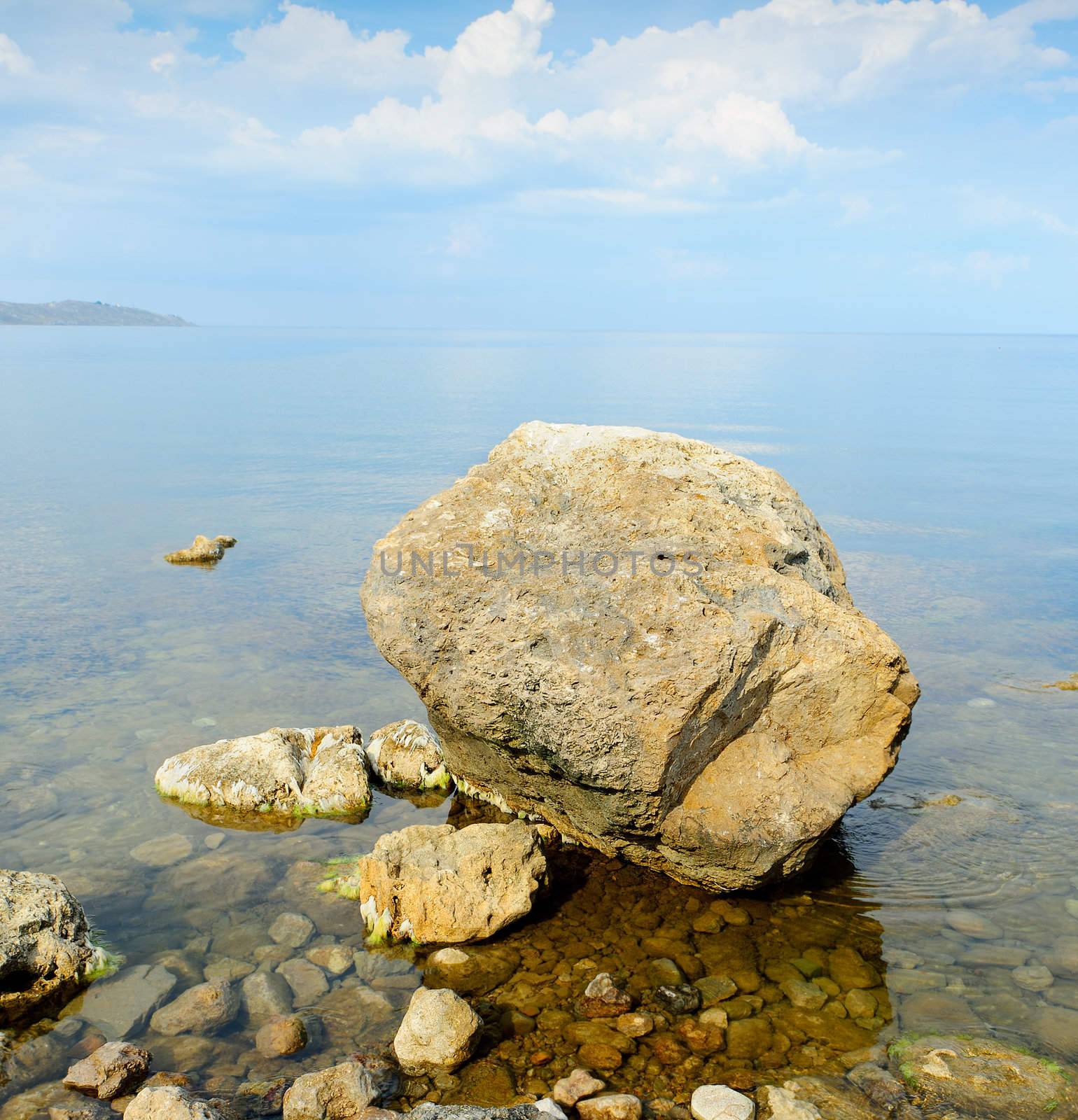 The big stone on seacoast. A sea landscape
