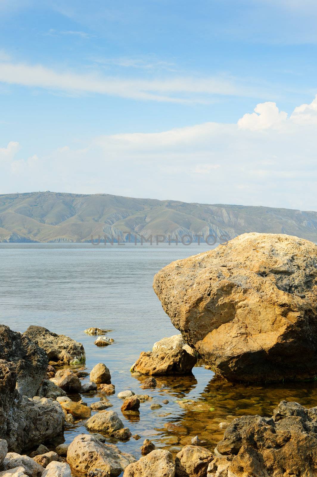 The big stones on sea coast. A sea landscape