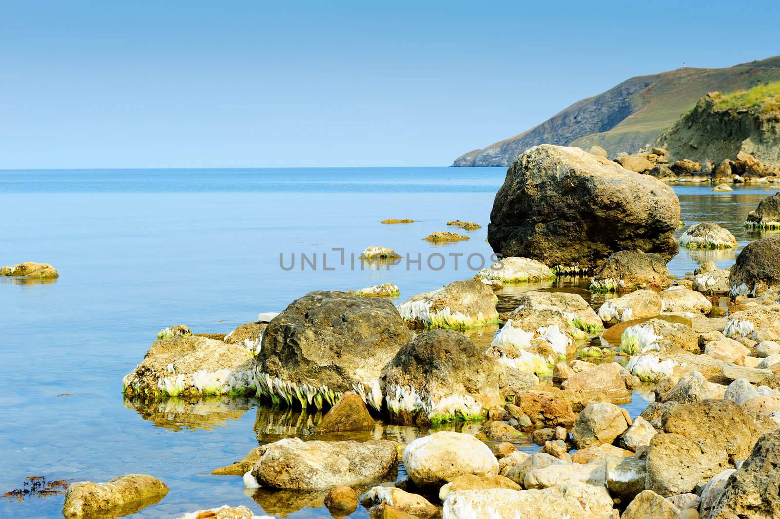 The big stones on sea coast. A sea landscape