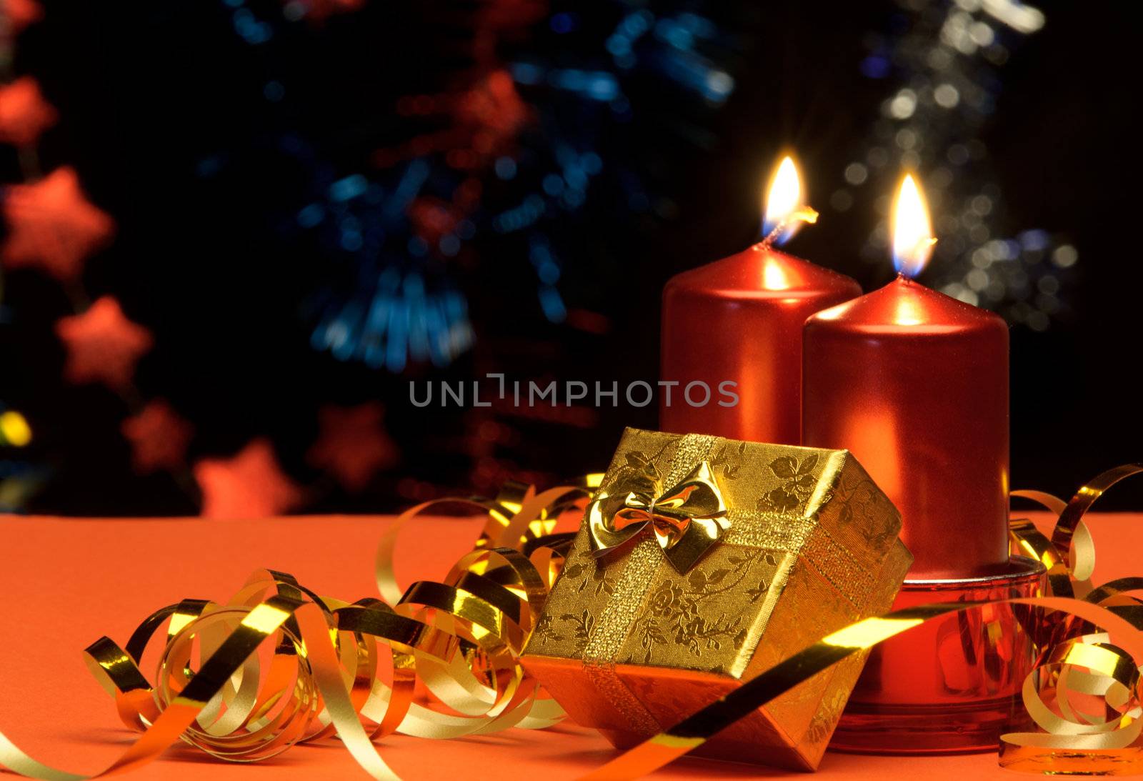 Christmas candles and gift boxes by galdzer