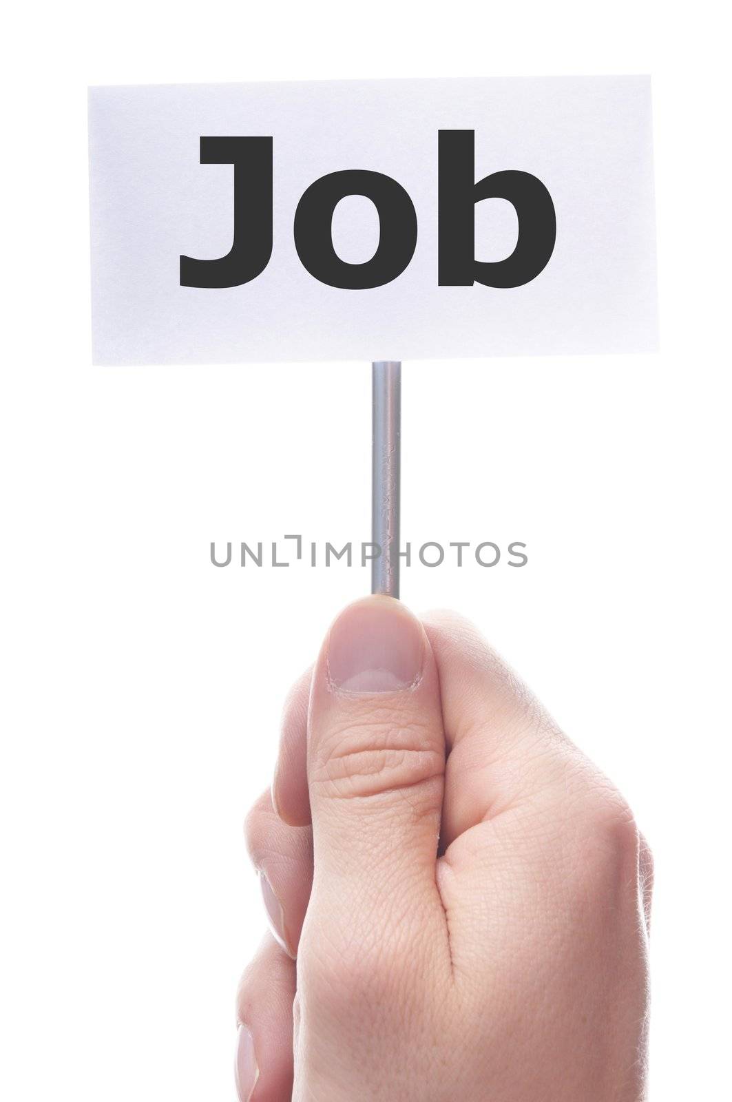 job work or unemployment concept with hand and paper