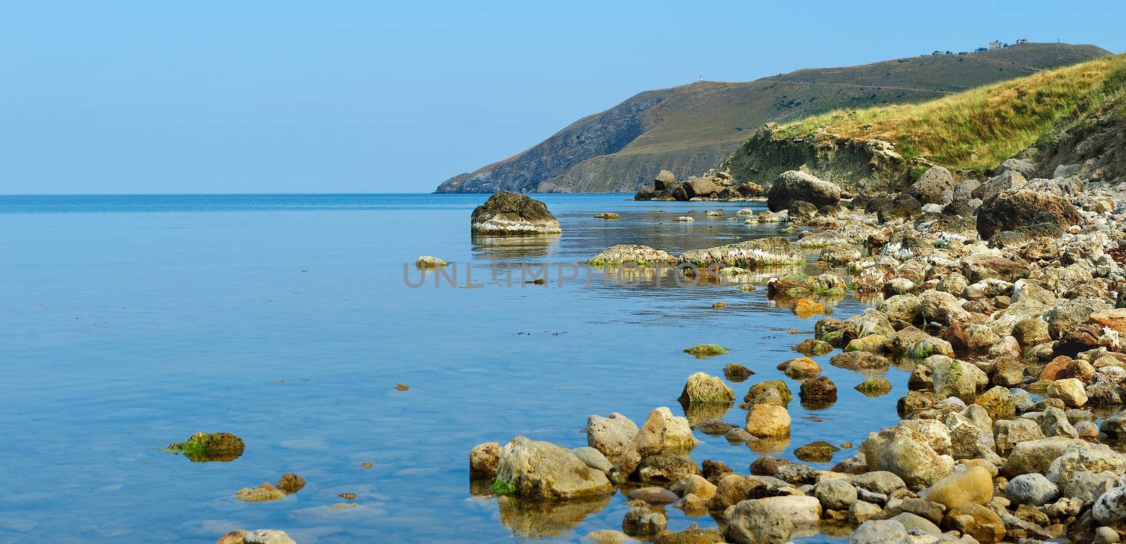 The big stones on sea coast. A sea landscape