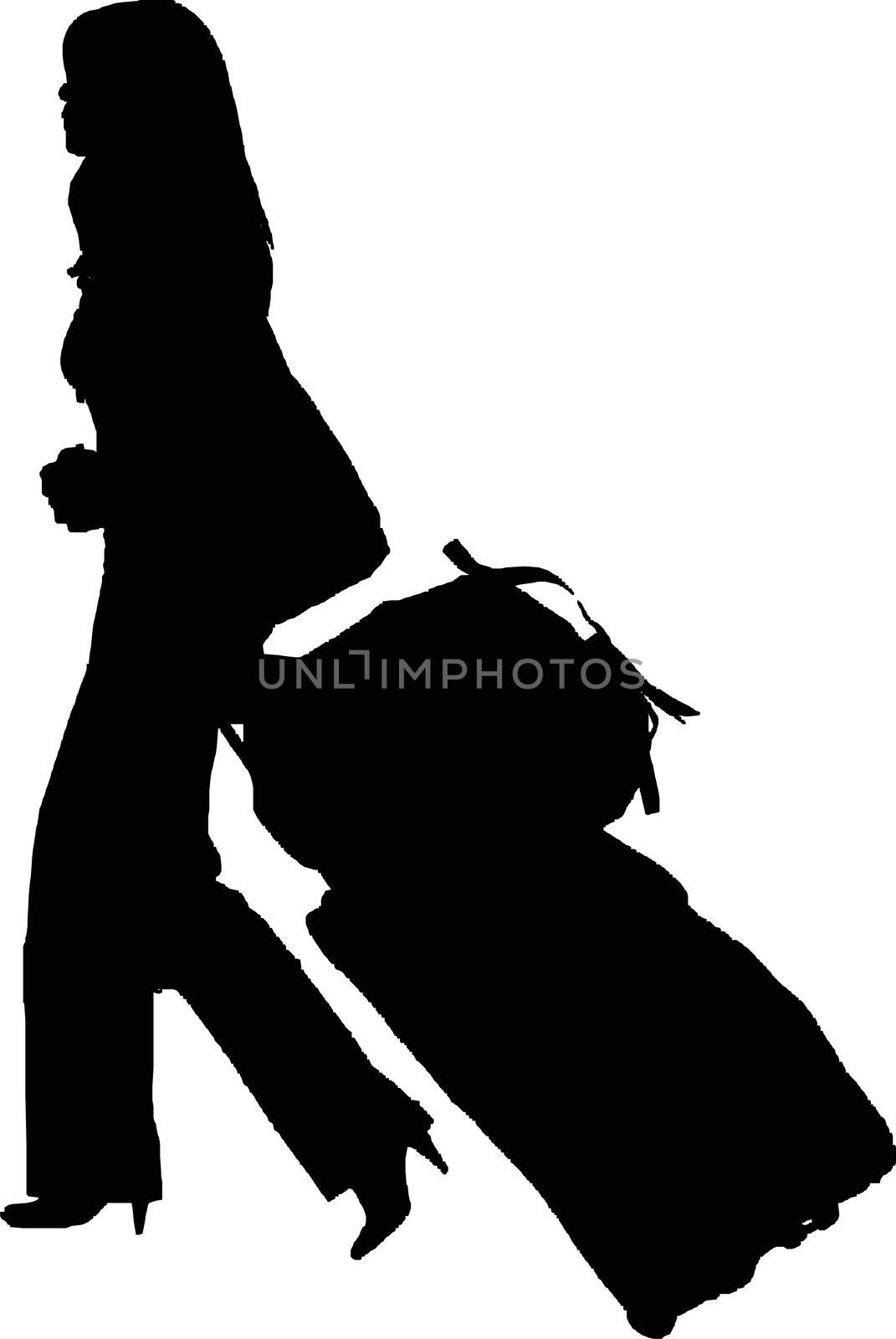 Girl carrying luggage - isolated vector illustration