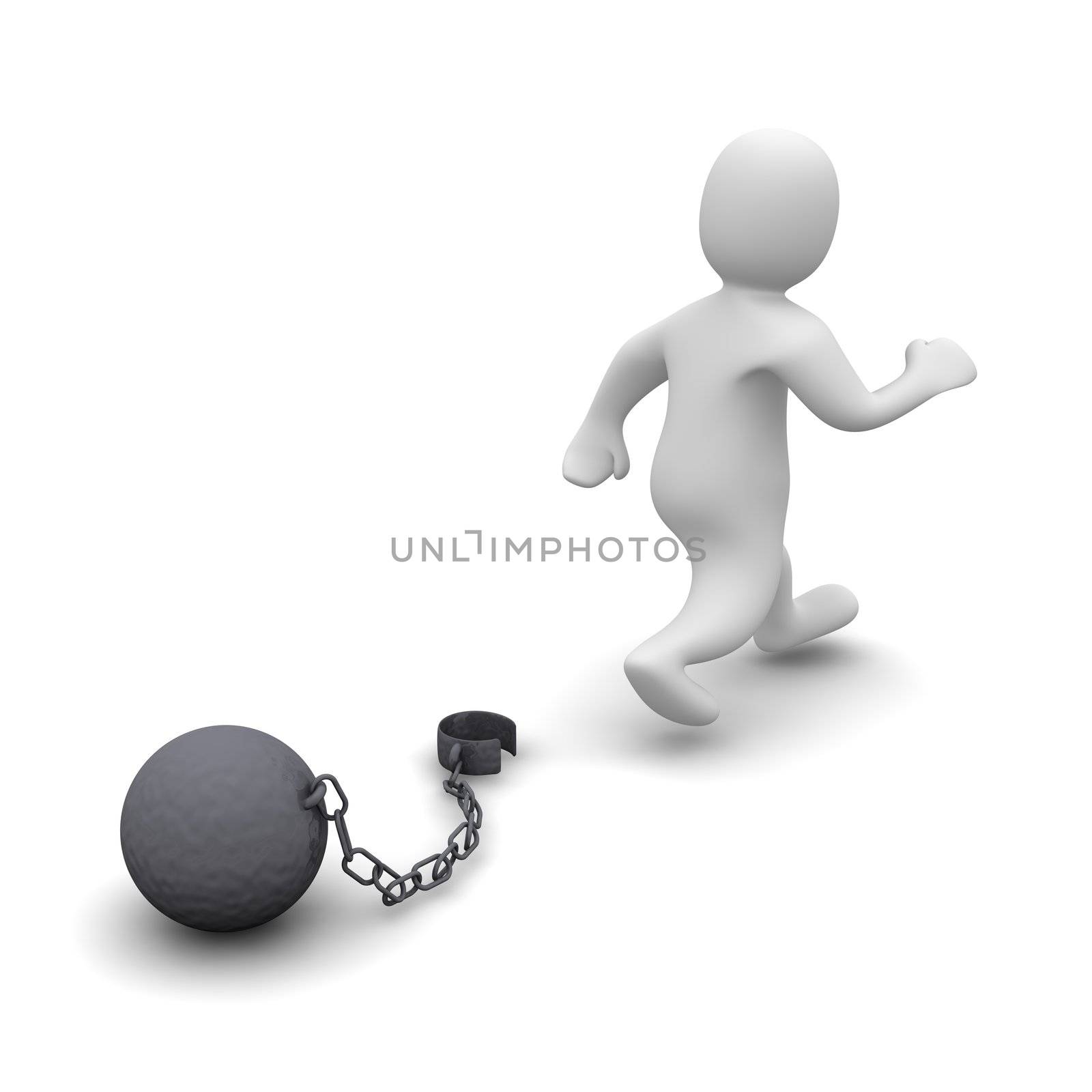 Escaping criminal. 3d rendered illustration isolated on white.