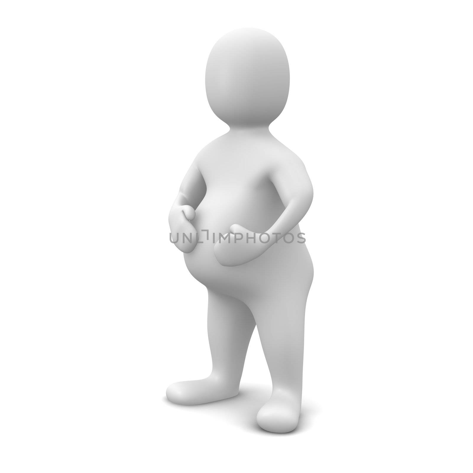 Fat man isolated on white. 3d rendered illustration.