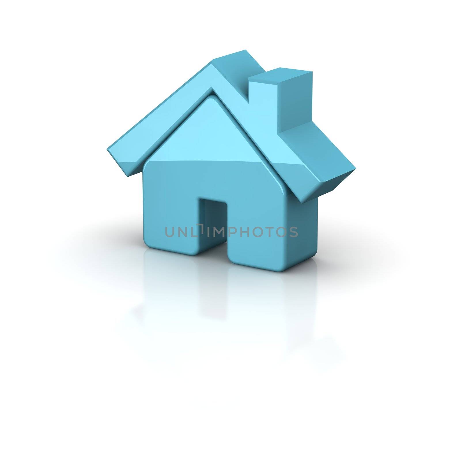 Shiny house icon. 3d rendered illustration.