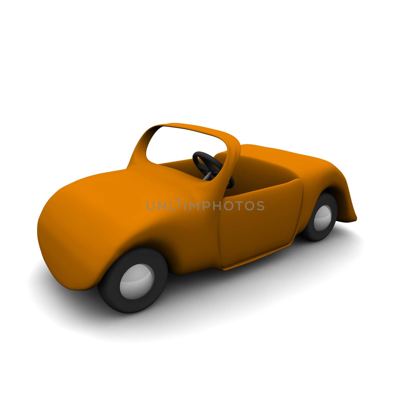 Cartoon cabriolet car. 3d rendered isolated illustration.