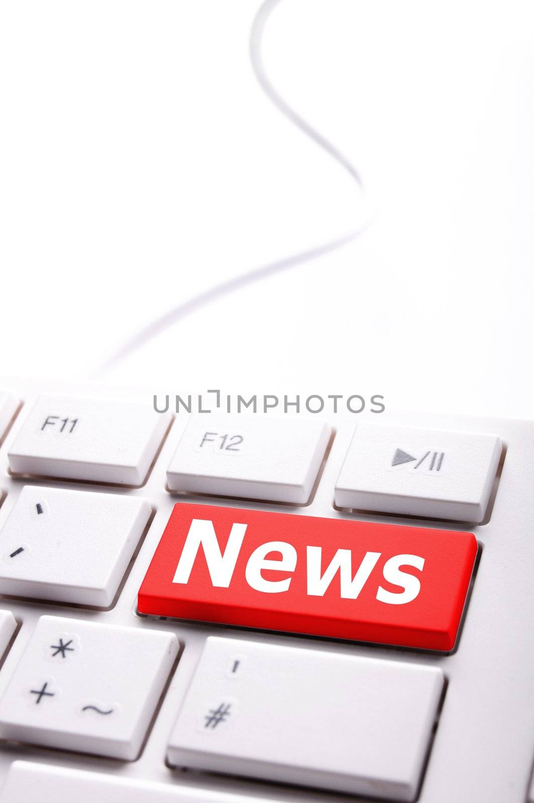 news or newsletter concept with key or keyboard from computer