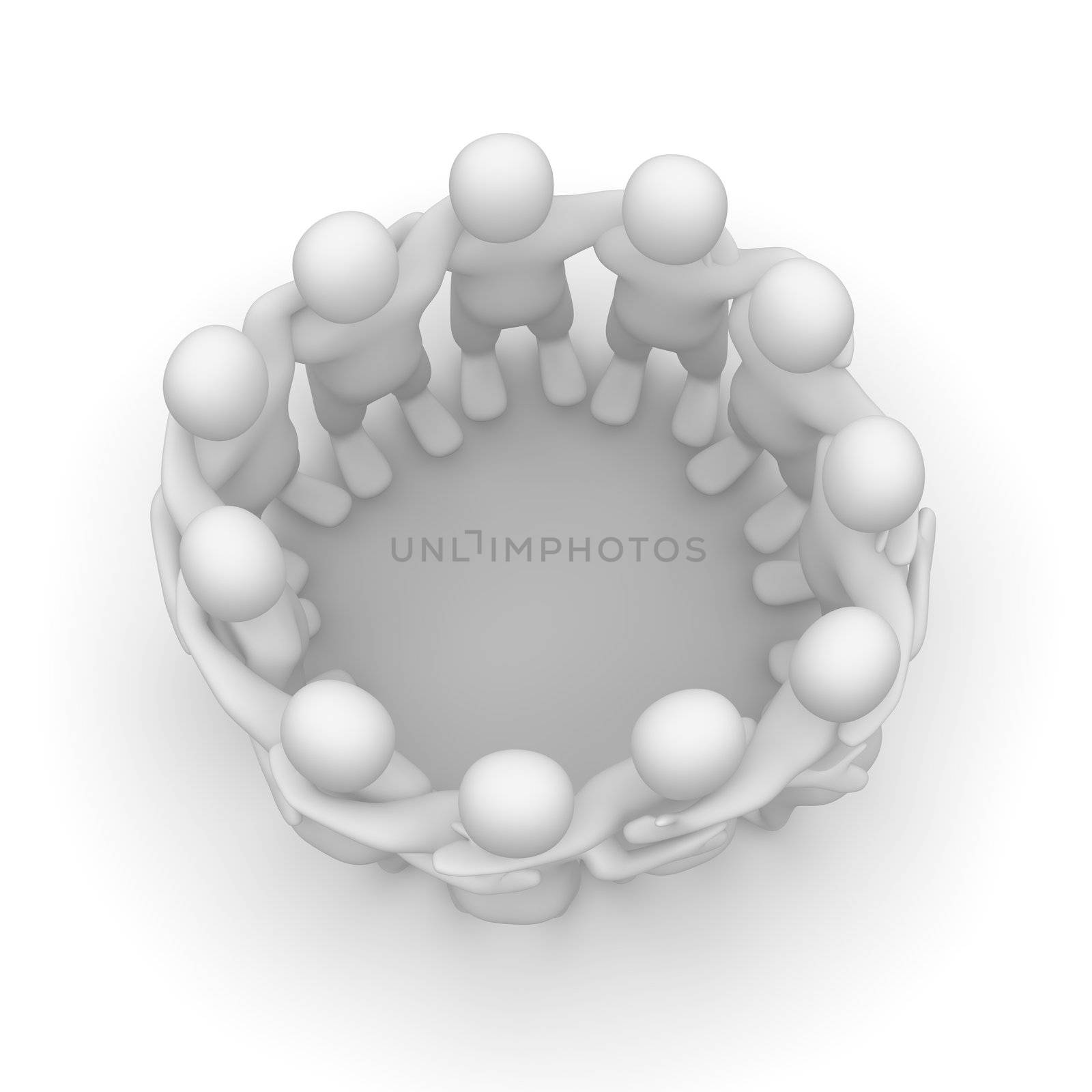 Friends meeting. 3d rendered illustration isolated on white.