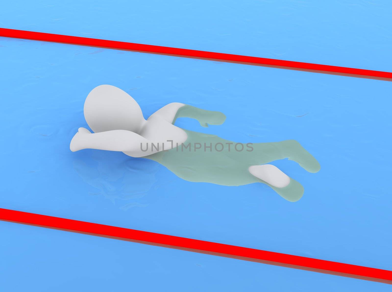 Man swimming in pool. 3d rendered illustration.