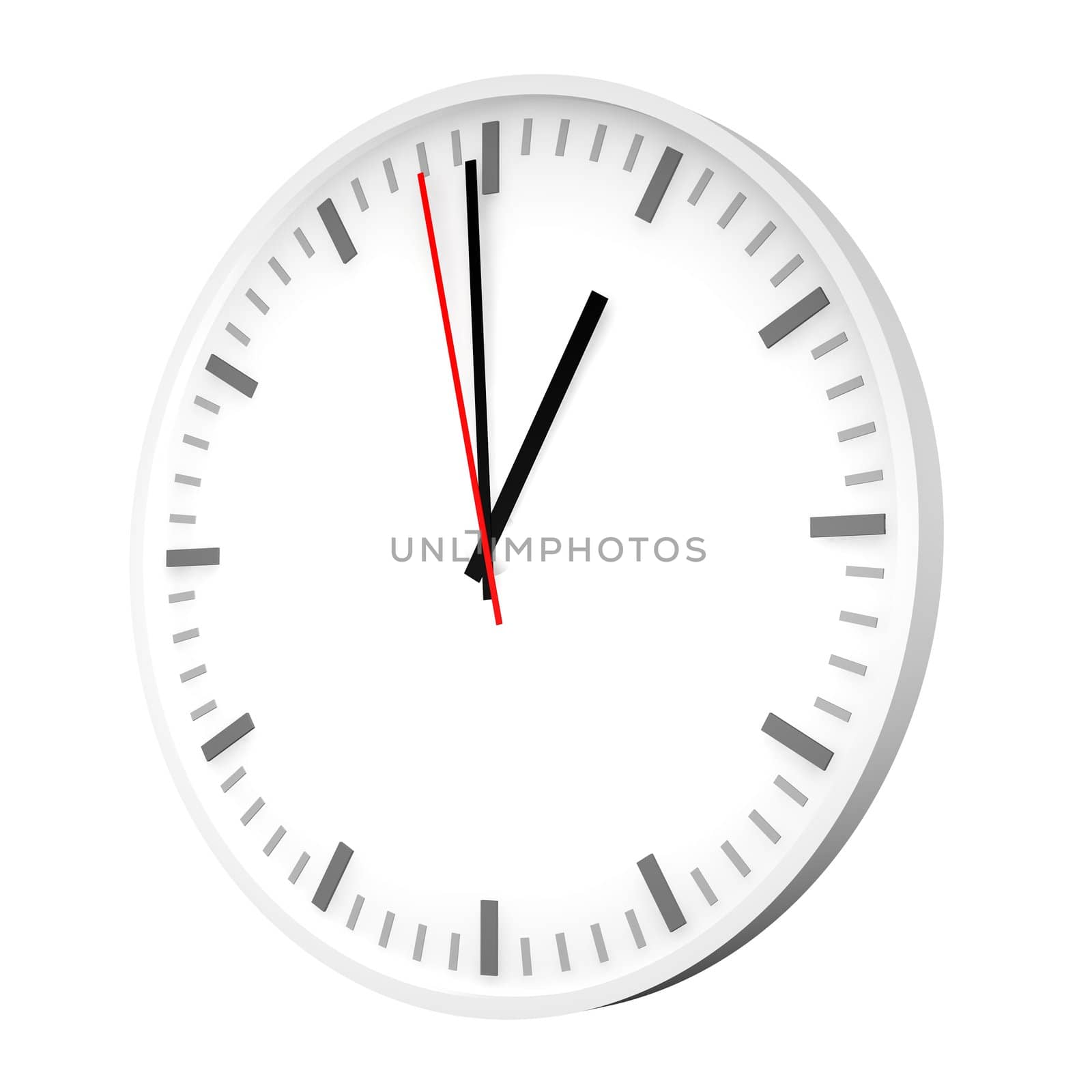 Clock with one red hand. 3d rendered illustration.
