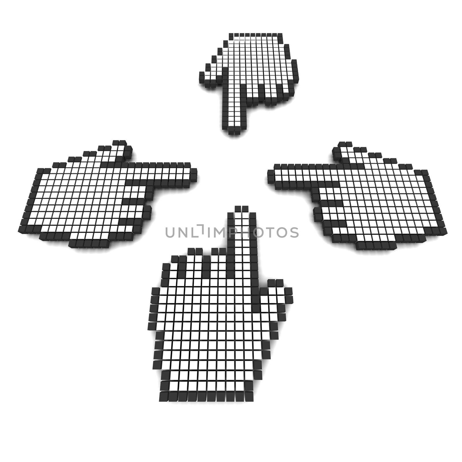 Computer hand cursors 3d rendered illustration