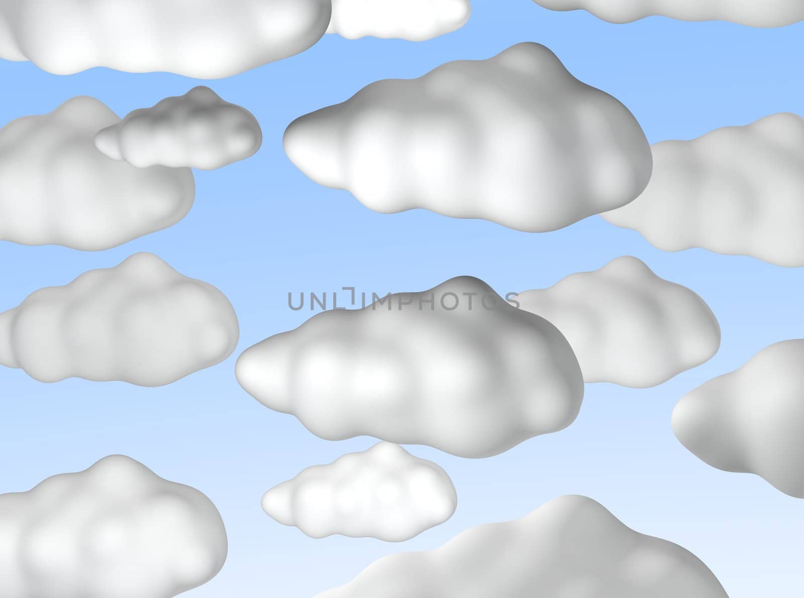 Blue sky with clouds. 3d rendered illustration.