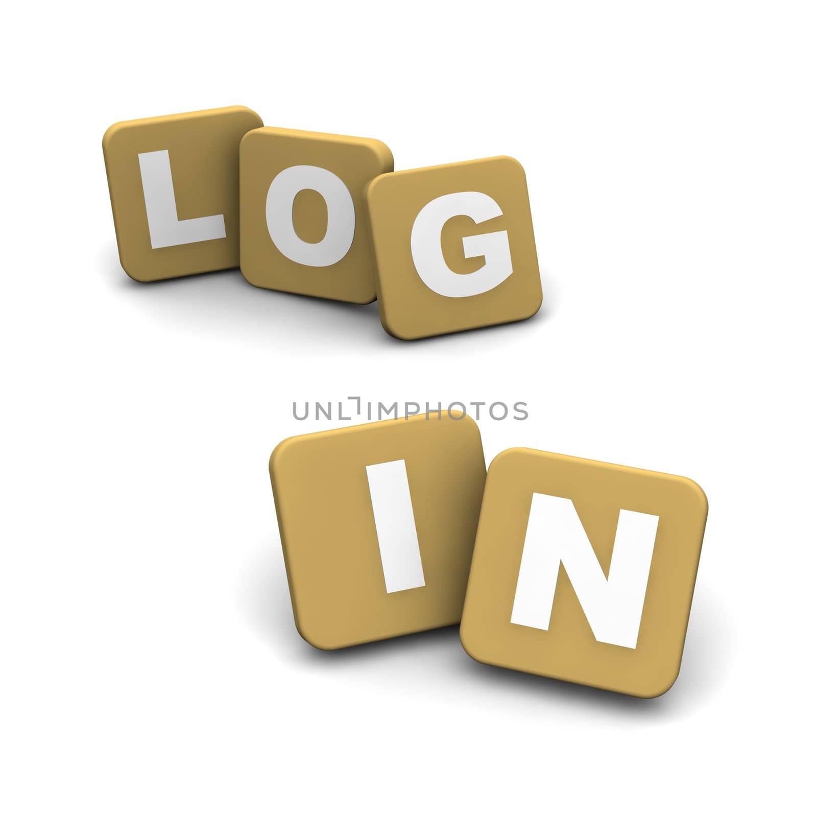 Log in text. 3d rendered illustration isolated on white.