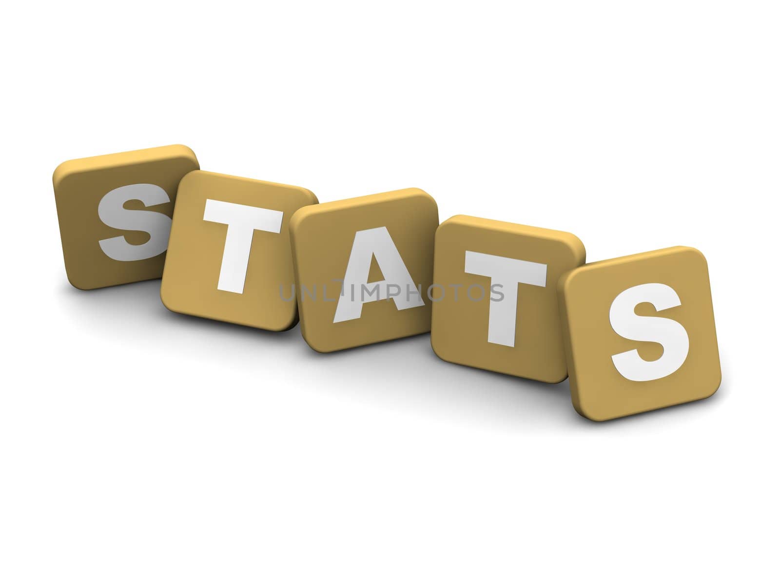 Stats text. 3d rendered illustration isolated on white.