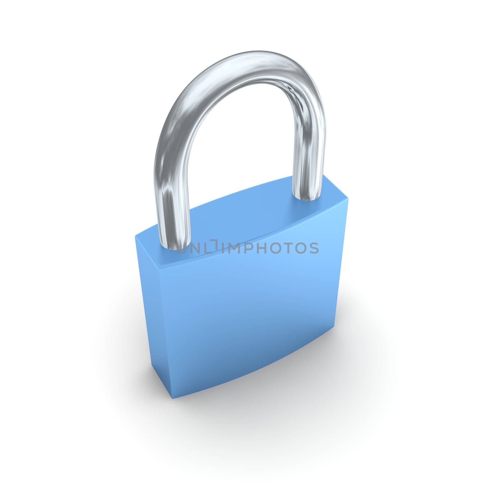 Blue lock isolated on white. 3d rendered illustration.