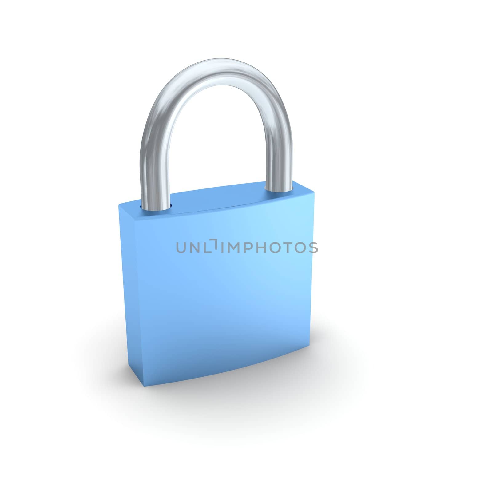 Blue padlock isolated on white. 3d rendered illustration.