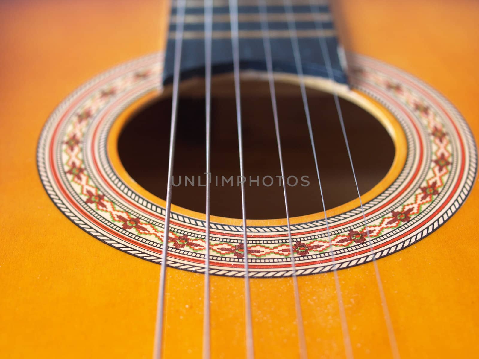 Detail of a folk acoustic guitar