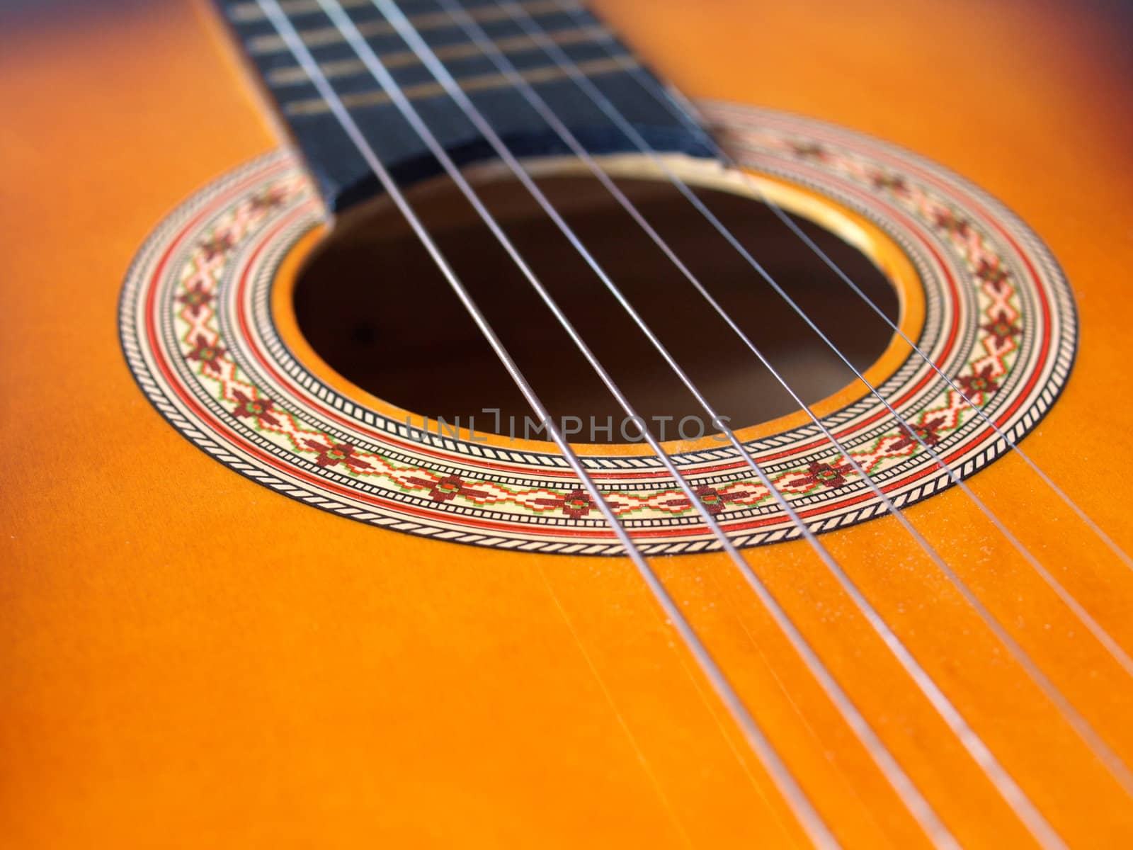 Detail of a folk acoustic guitar