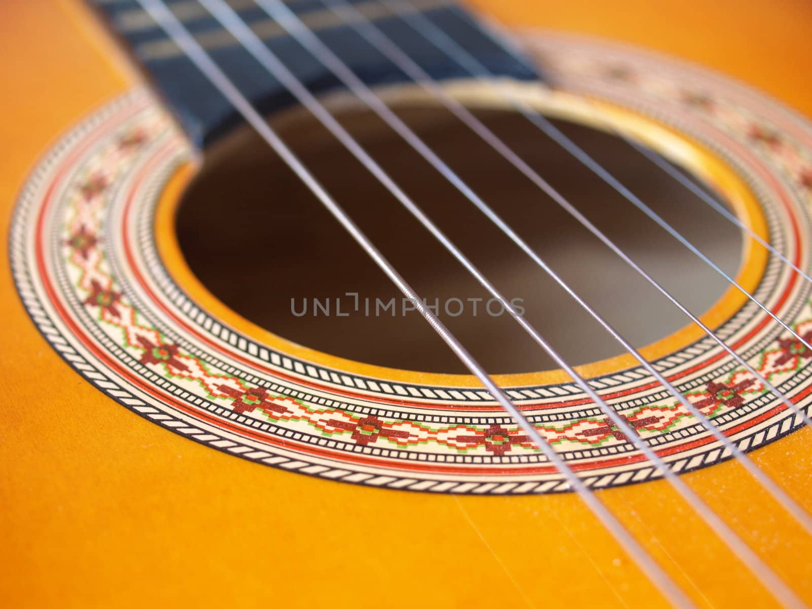 Detail of a folk acoustic guitar