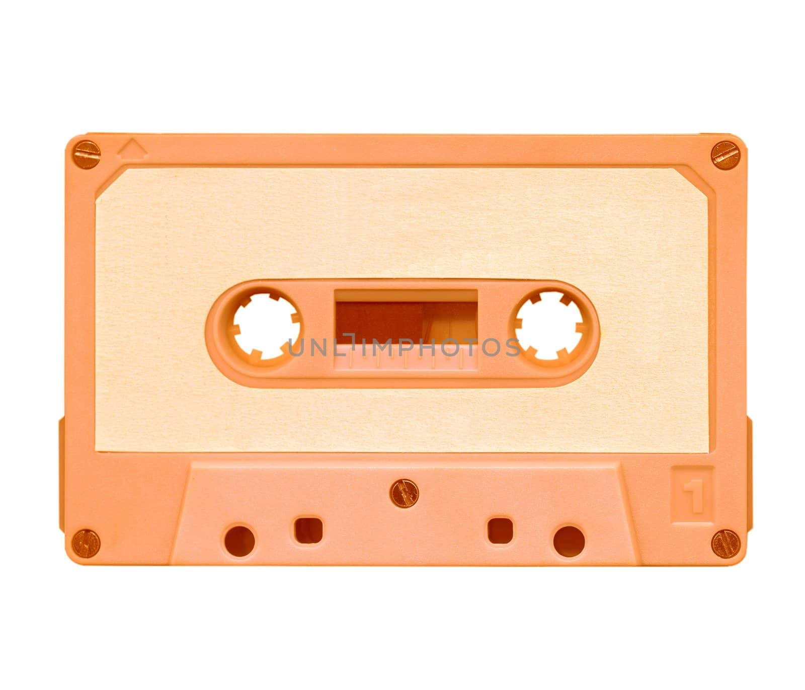orange tape cassette for music or data storing