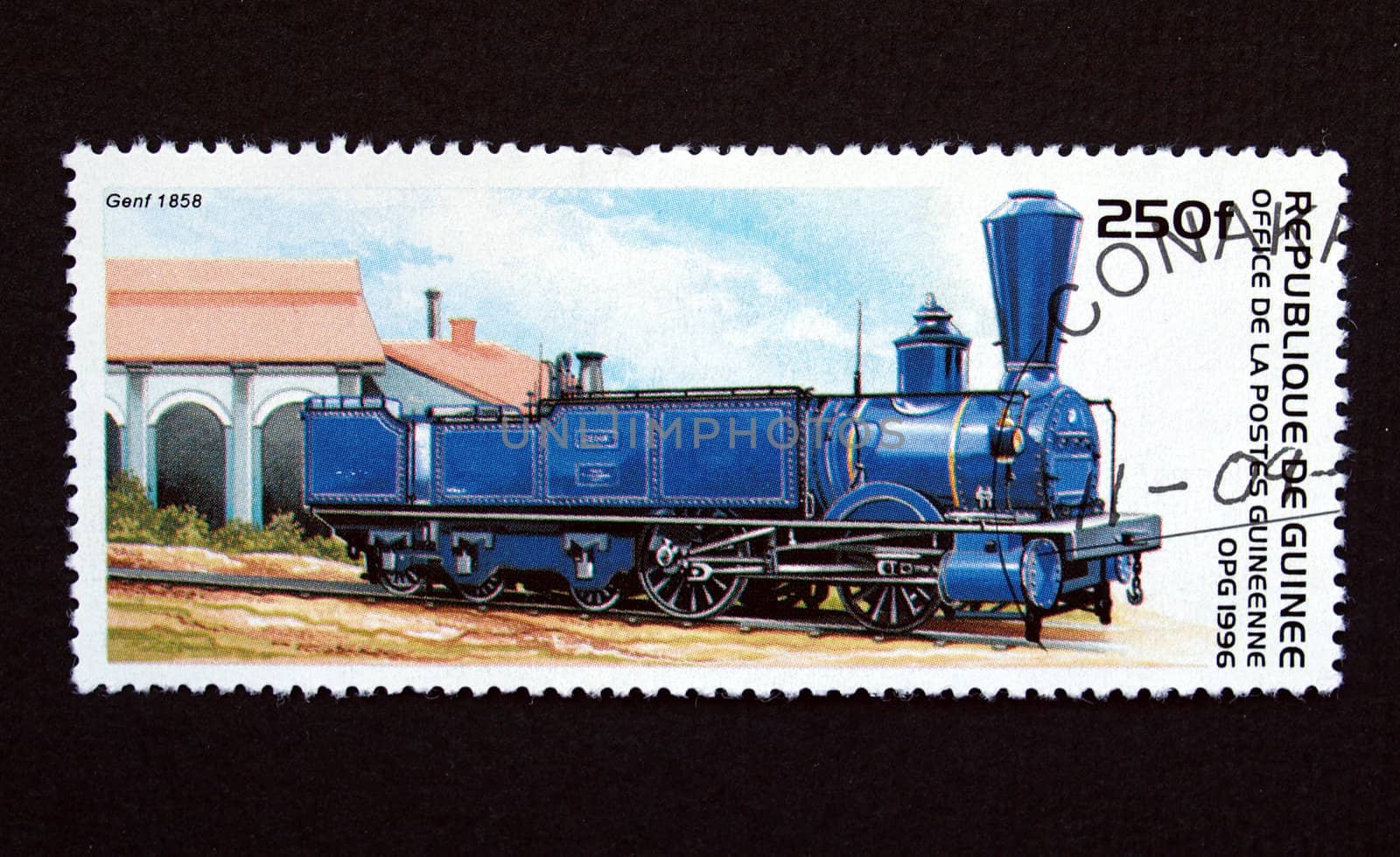 Guinea stamp with train by paolo77