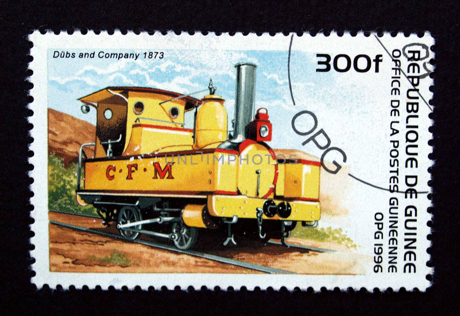 Republic of Guinea postage stamp with train
