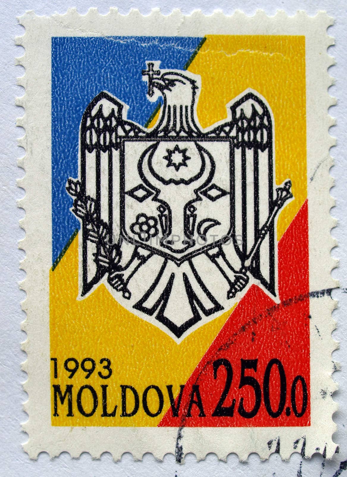 postage stamp from Moldova with postage meter