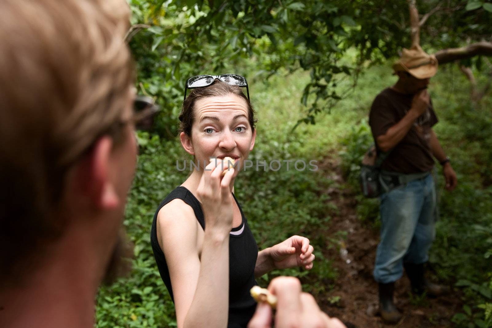 Trying natural food with an ecological guide in Costa Rica