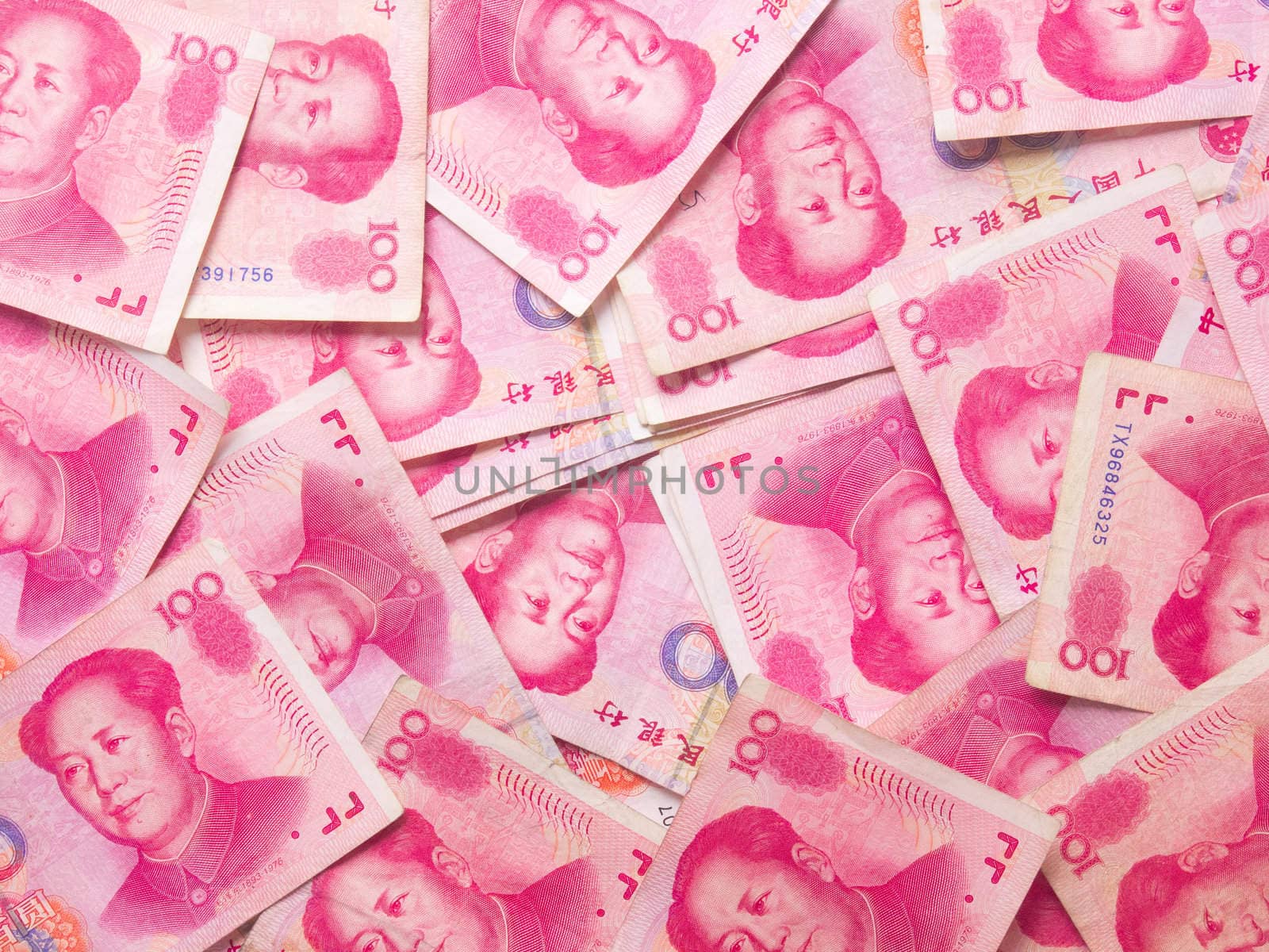 close up of a heap of chinese yuan