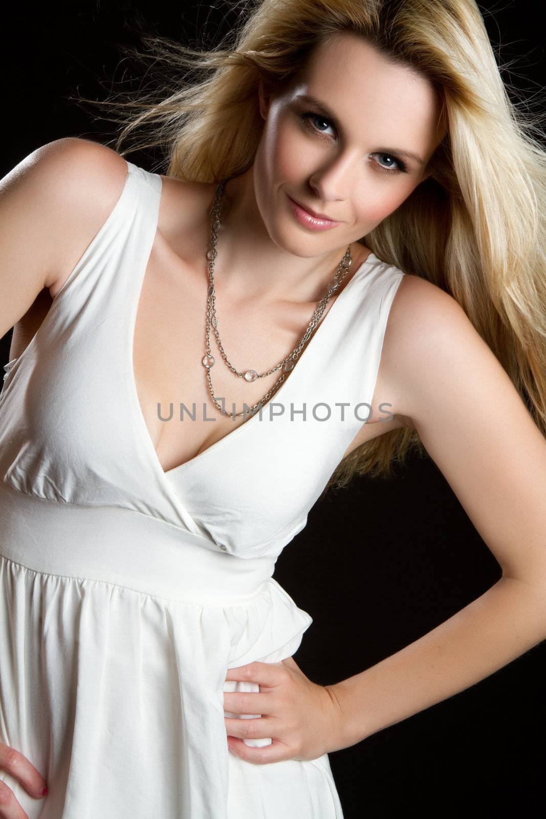 Beautiful pretty blond fashion woman