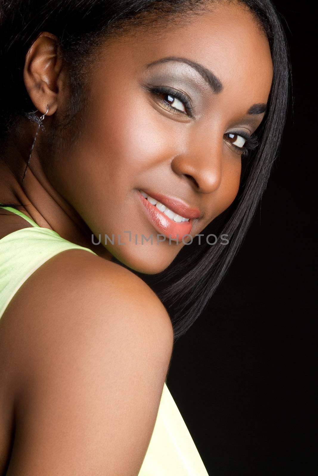Beautiful smiling black girl closeup