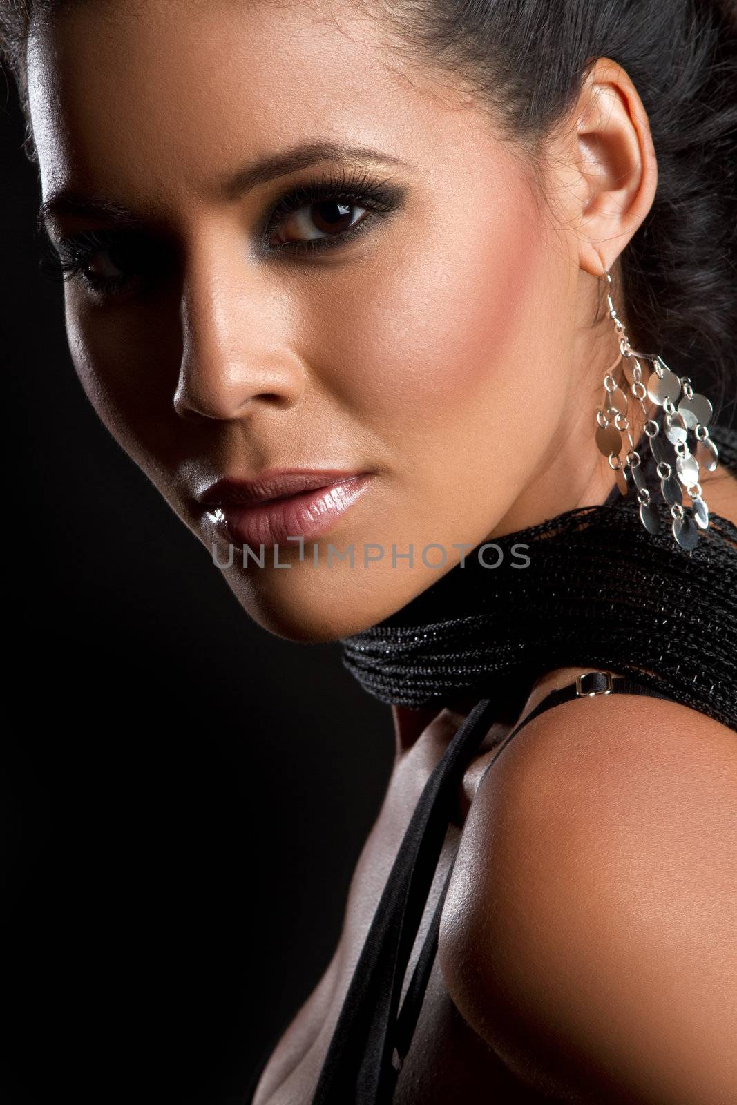 Beautiful latin woman closeup headshot