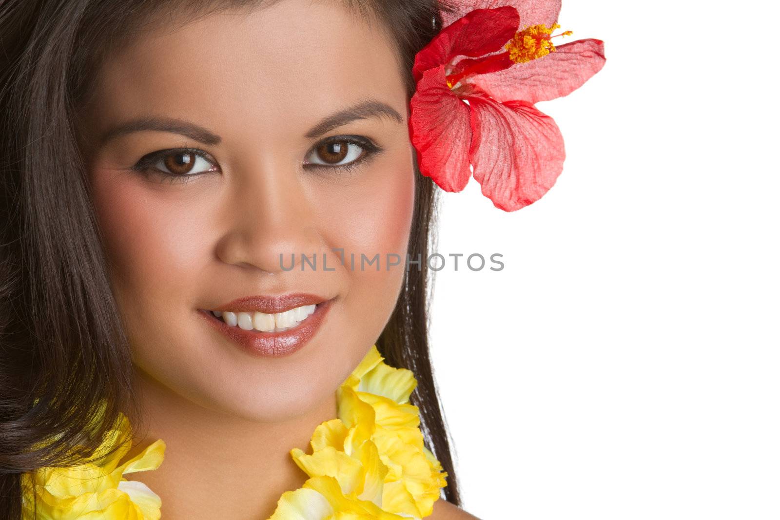 Beautiful smiling tropical hawaiian woman