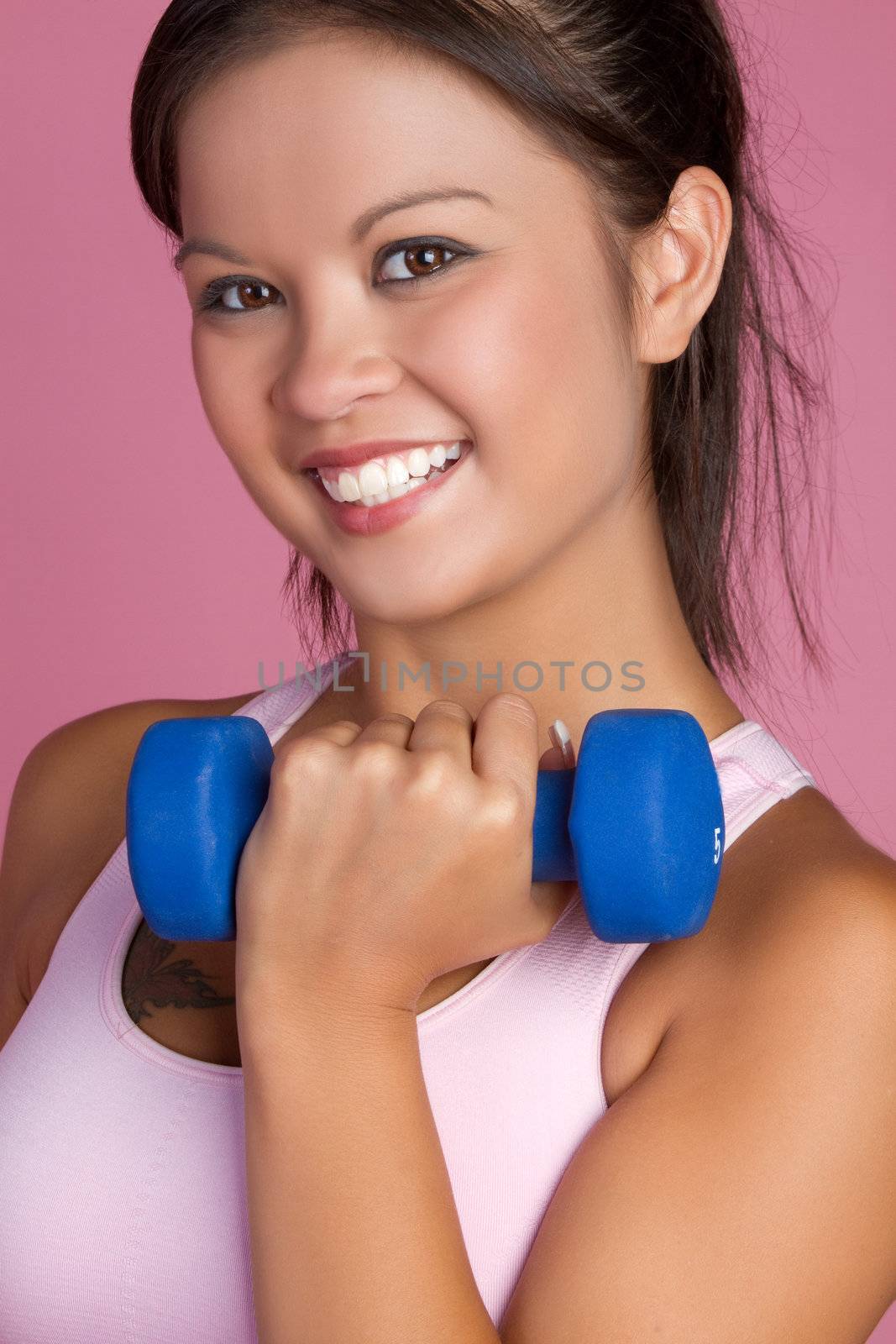 Beautiful smiling asian fitness woman