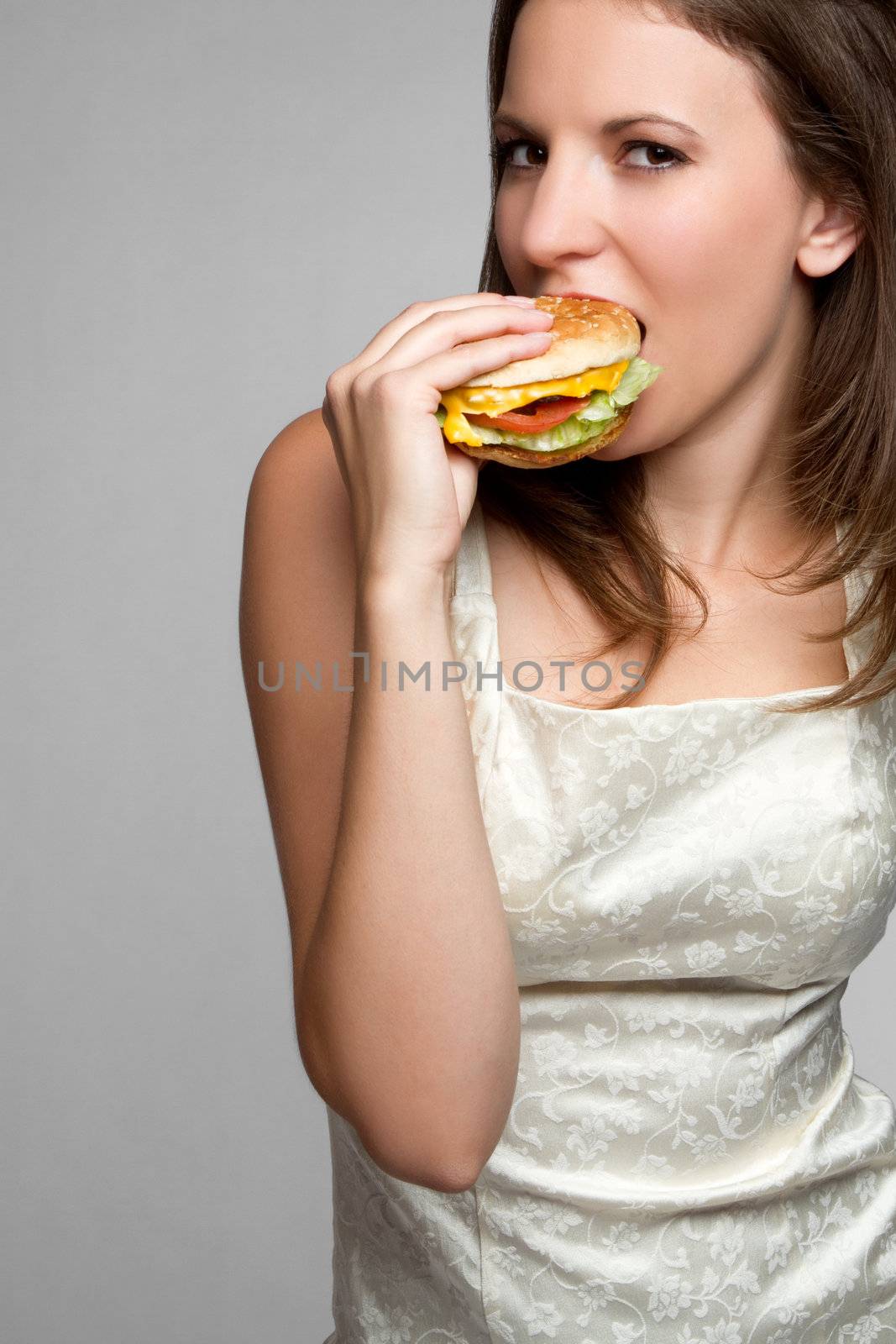 Sexy woman eating burger food