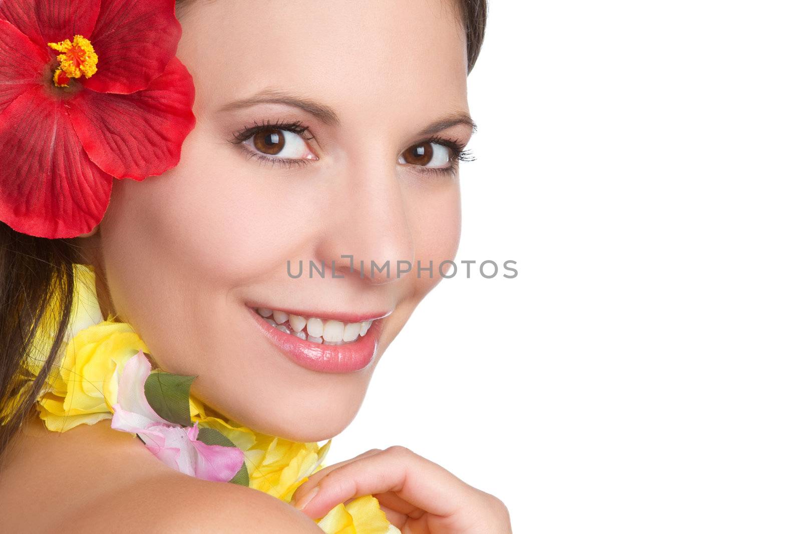Beautiful smiling tropical hawaiian woman