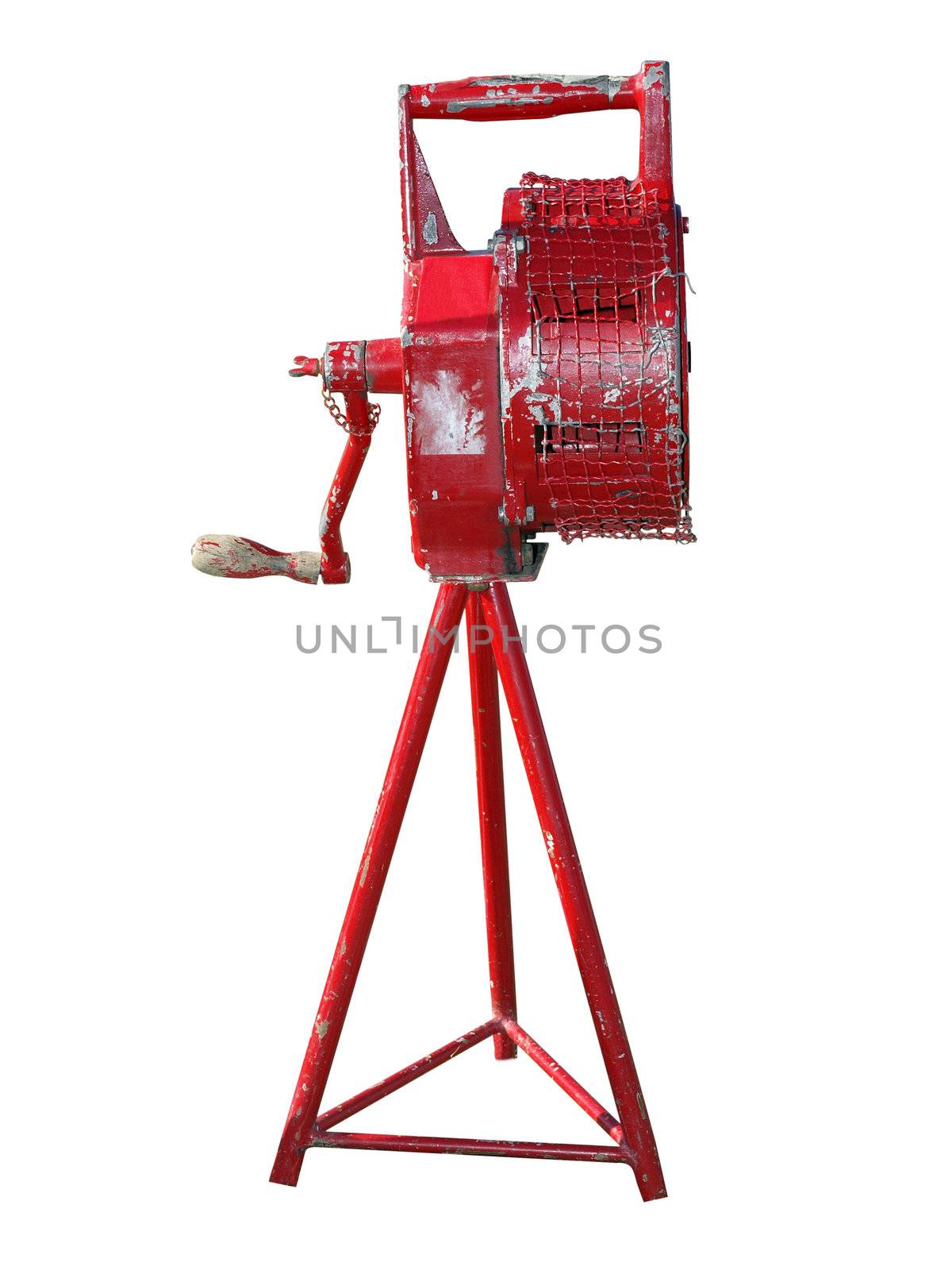 Antique Manual Fire Siren isolated with clipping path