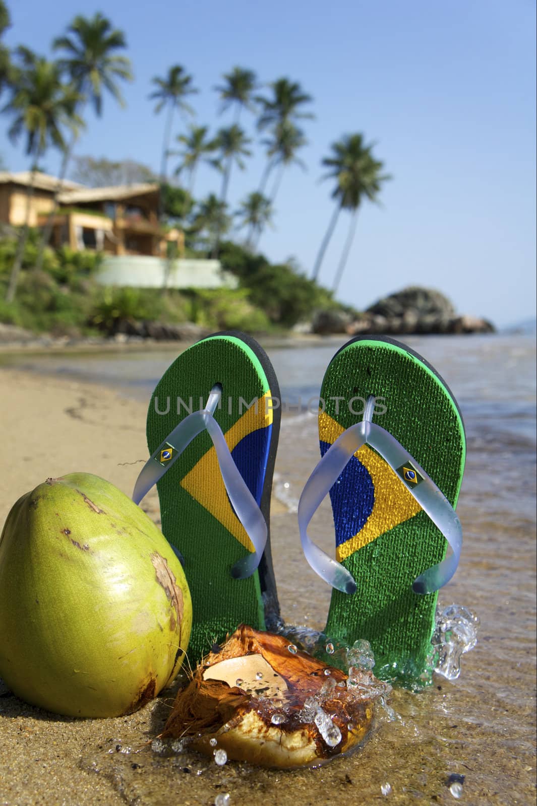 razilian Flipflop on the beach in Ilhabela, Sao Paulo state, Brazil, RAW shooting