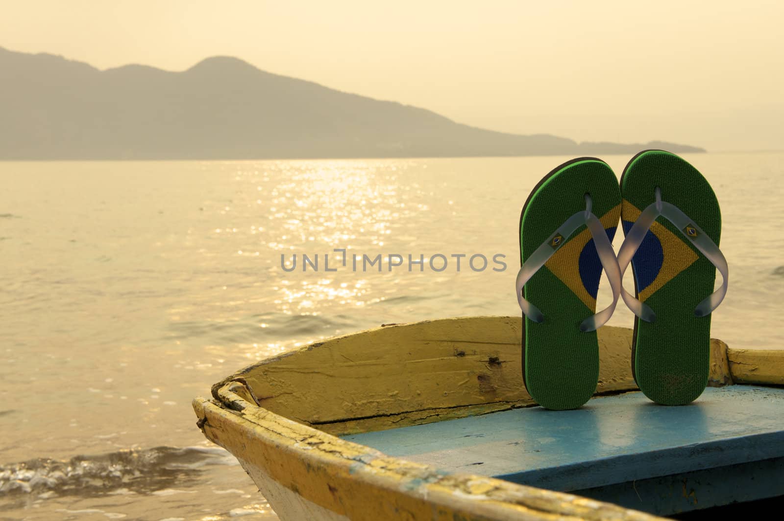 razilian Flipflop on the beach in Ilhabela, Sao Paulo state, Brazil, RAW shooting