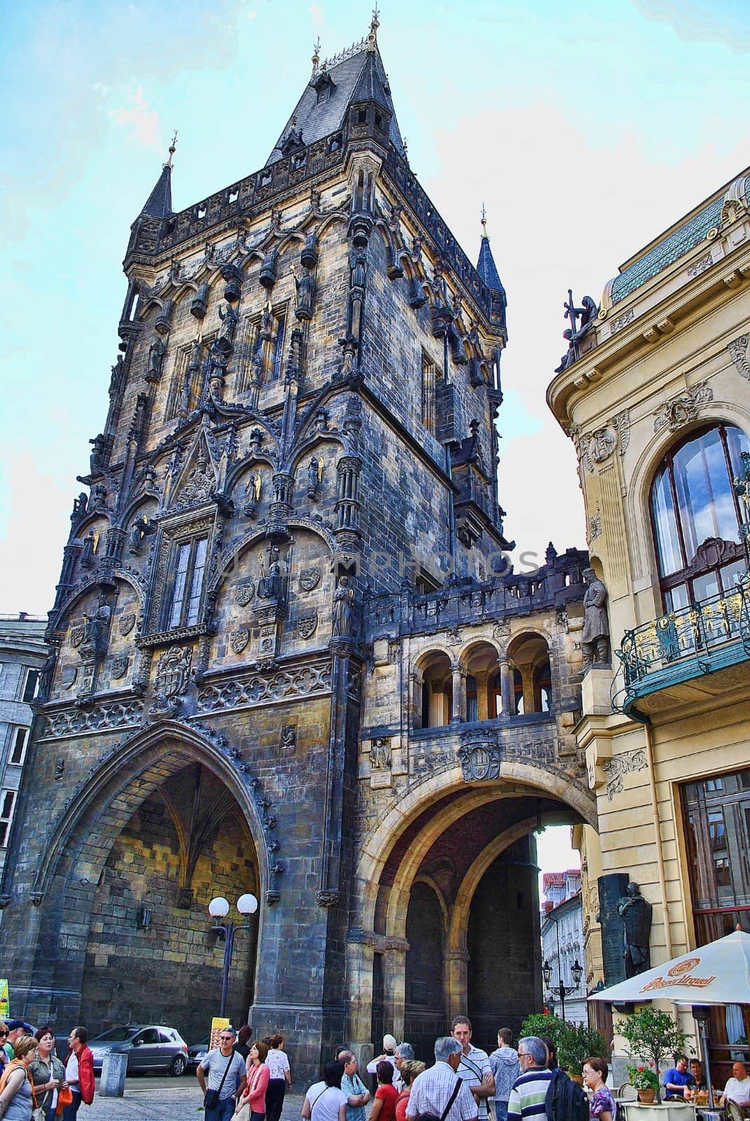 the tower of the powder gate in prague
