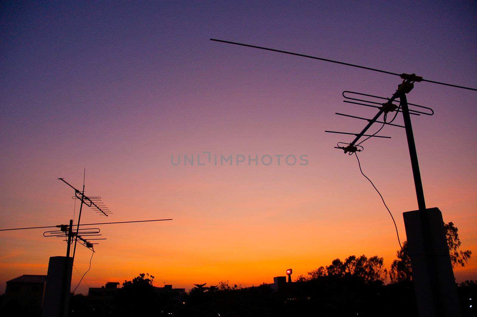television antenna in twilight
