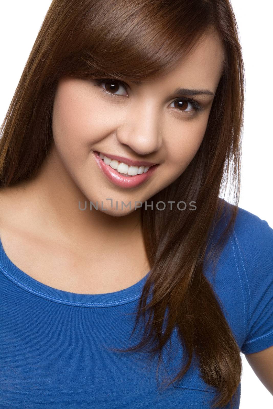 Pretty smiling hispanic girl headshot